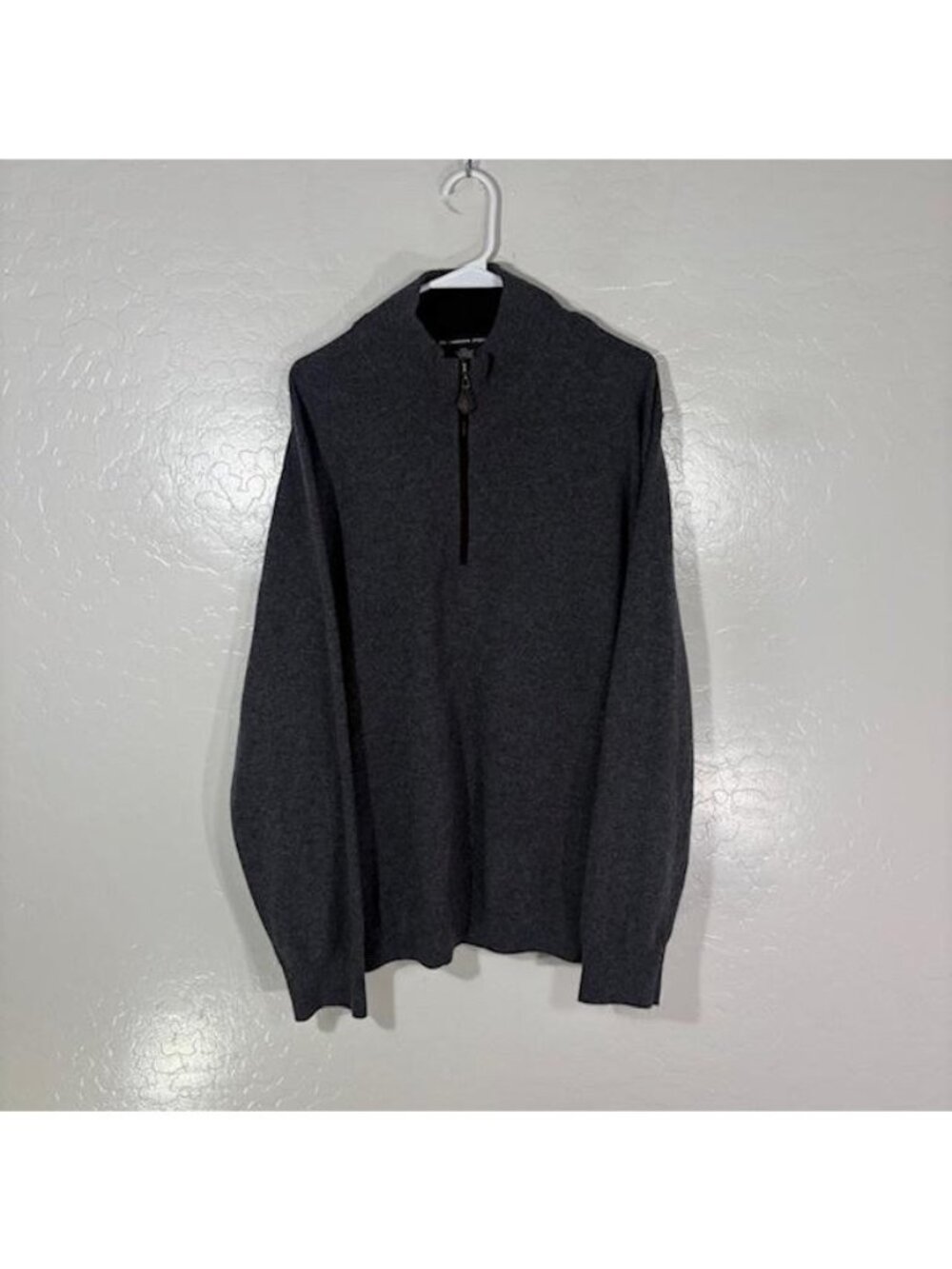 The Cashmere Project Sweater Mens 2XL Gray 1/4 Zip Mock Neck Cashmere Pullover